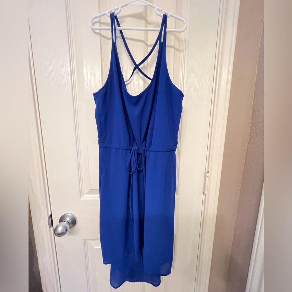 Forever 21 Blue Strappy Cinched Waist Mini Dress, Size S